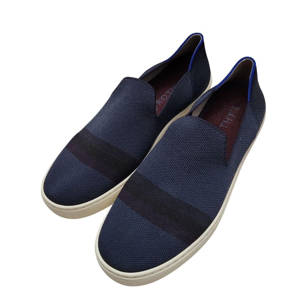 Rothys The Original Slip On Sneakers Midnight Stripes Navy Blue Womens‎ 9.5